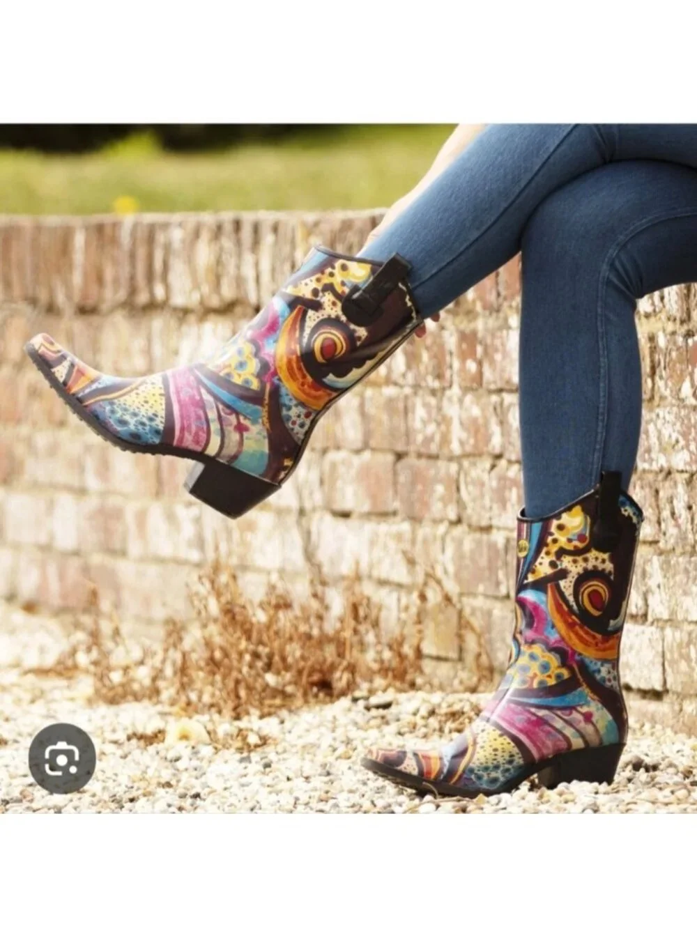 Rain Bops By Beehive Colourful mosaic funky Cowboy Boot Rain Boots USA 8